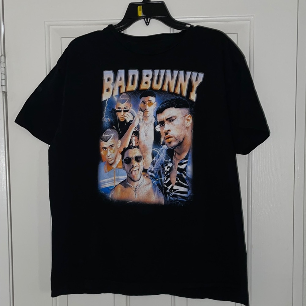 Black Bad Bunny Graphic Short Sleeve Tee